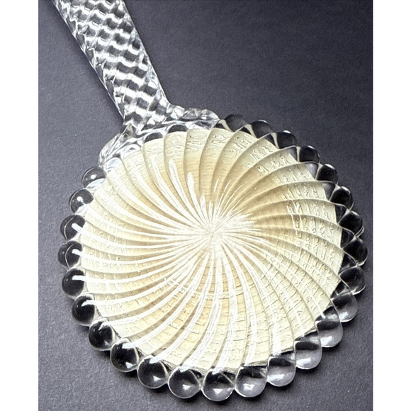 Antique Pressed Glass Hand Mirror Bubble Clear Abstract Magnifying Vanity - Picture 3 of 12